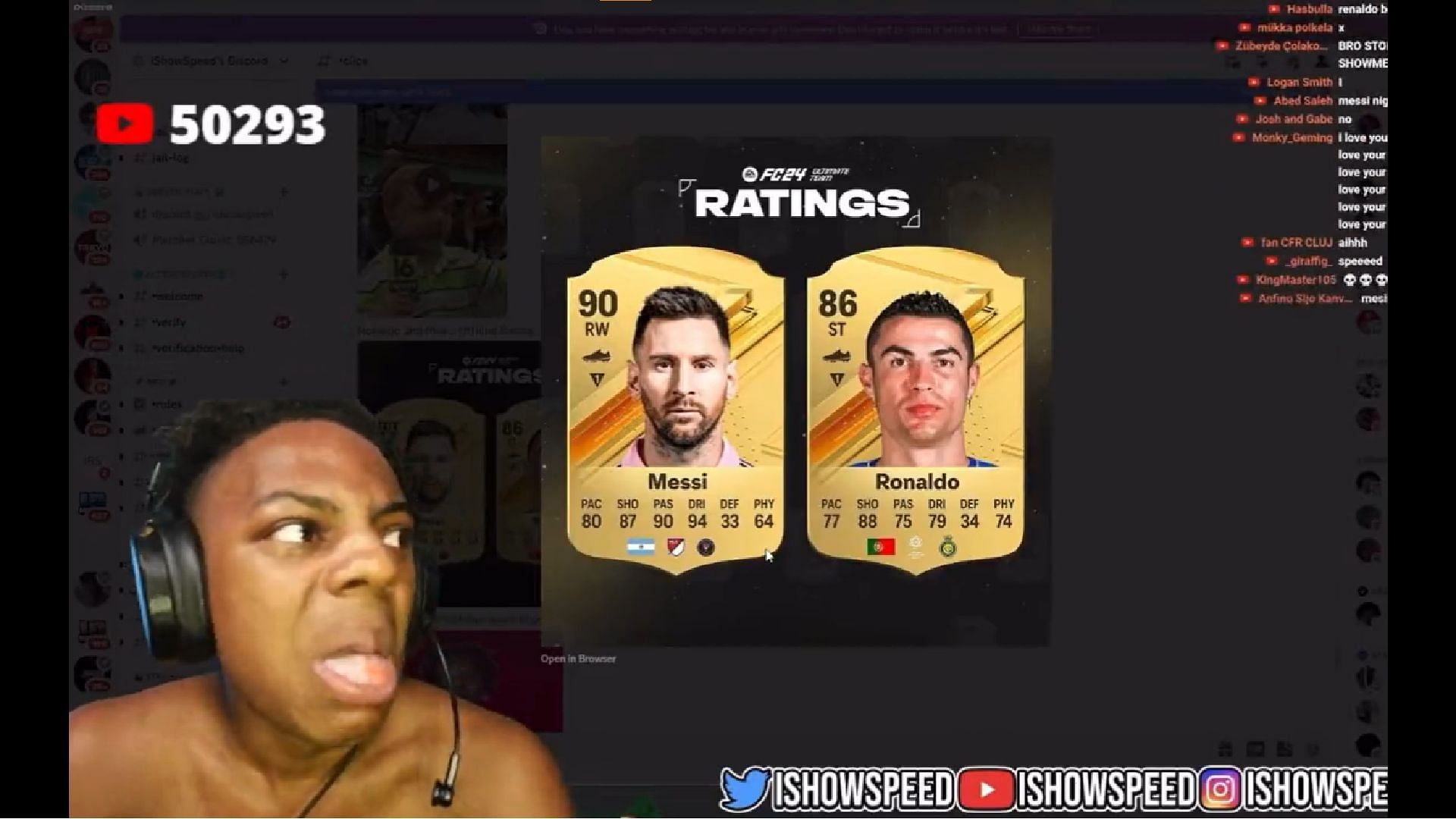 IShowSpeed &quot;threw up&quot; with disgust about Cristiano Ronaldo