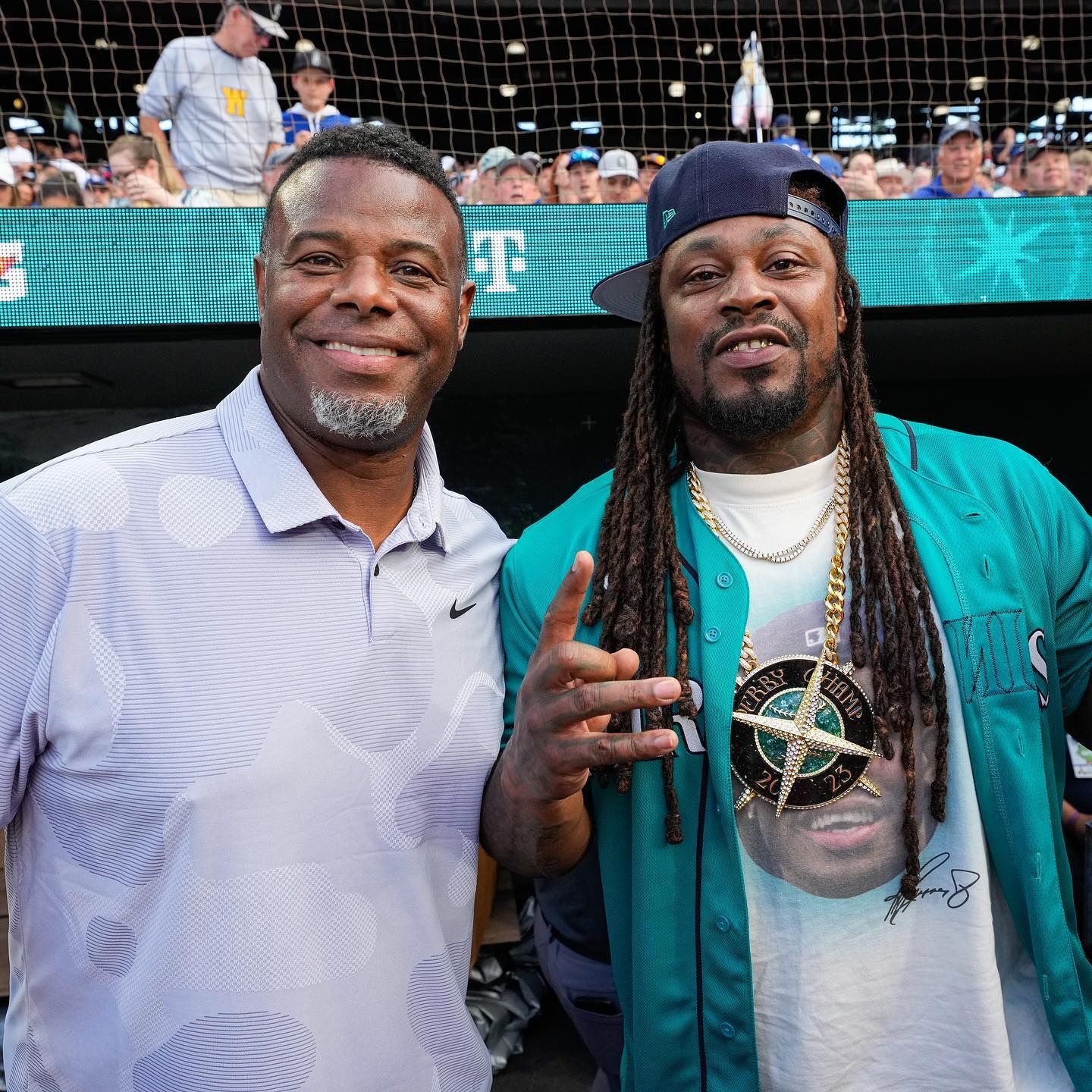 Ken Griffey Jr on the left and Marshawn Lynch