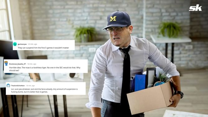 "The NCAA is a toothless tiger": College football fans react to Michigan's self-imposed 3-game suspension on Jim Harbaugh