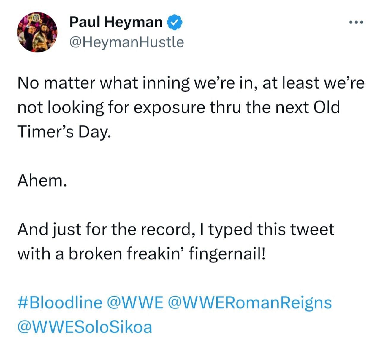WWE दिग्गज पॉल हेमन का ट्वीट