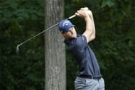 Thomas Detry watches his tee shot on the second hole during the second round of the <a href='https://www.sportskeeda.com/tournament/wyndham-championship/' target='_blank' rel='noopener noreferrer'>Wyndham Championship</a>