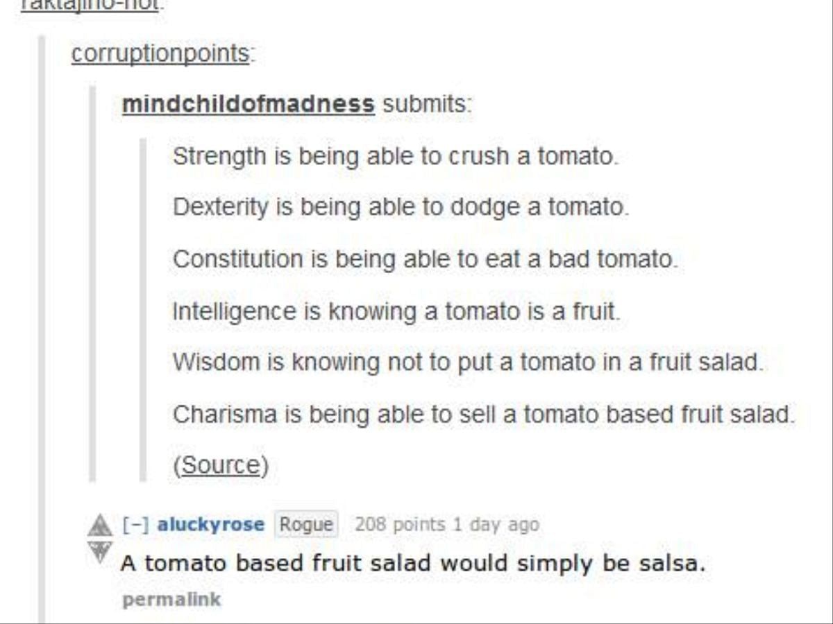 The tomato won&#039;t steer you wrong in D&amp;D or Baldur&#039;s Gate 3 (Image via Reddit)