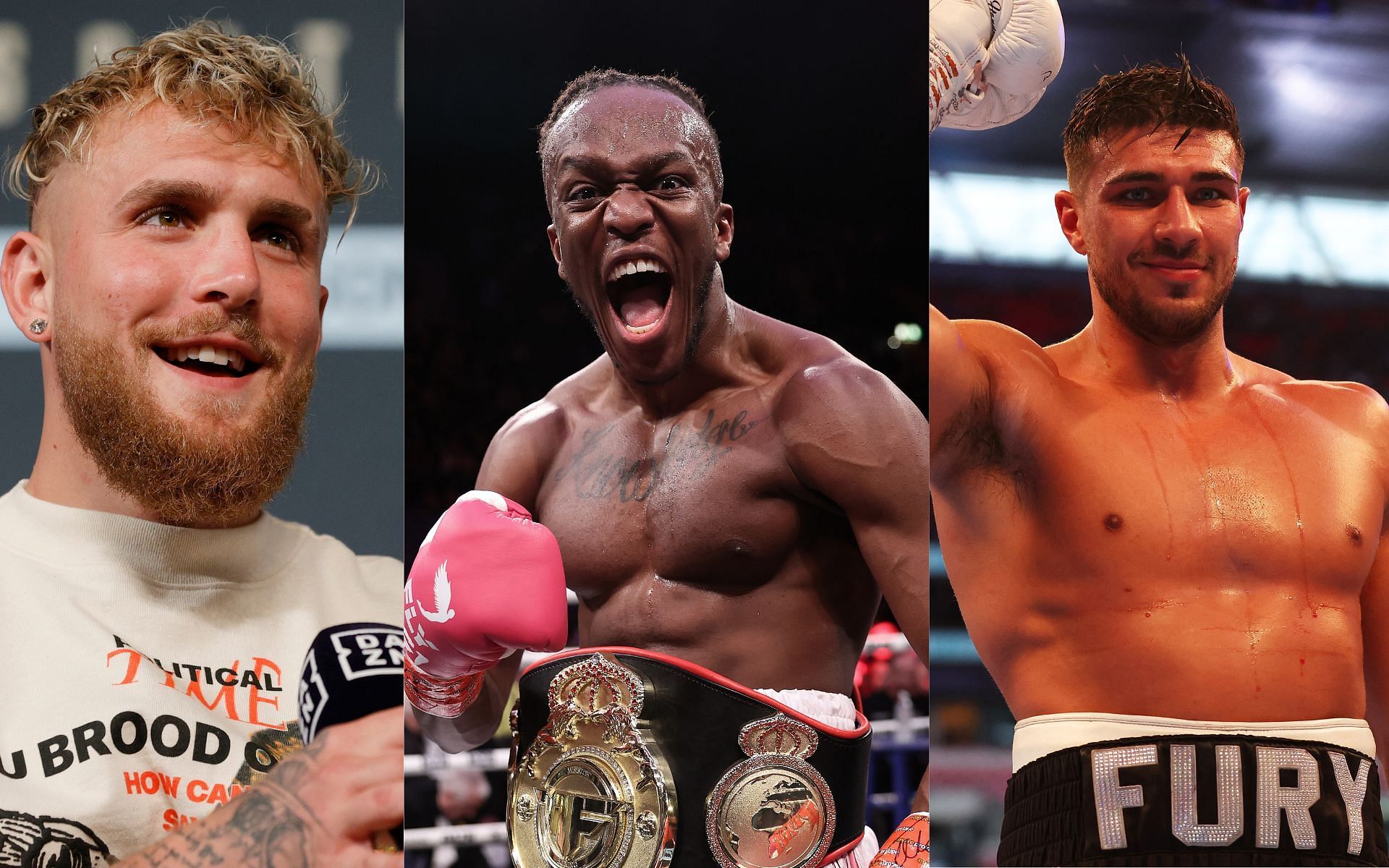 Jake Paul (left), KSI (center), and Tommy Fury (right) (Image credits Getty Images)
