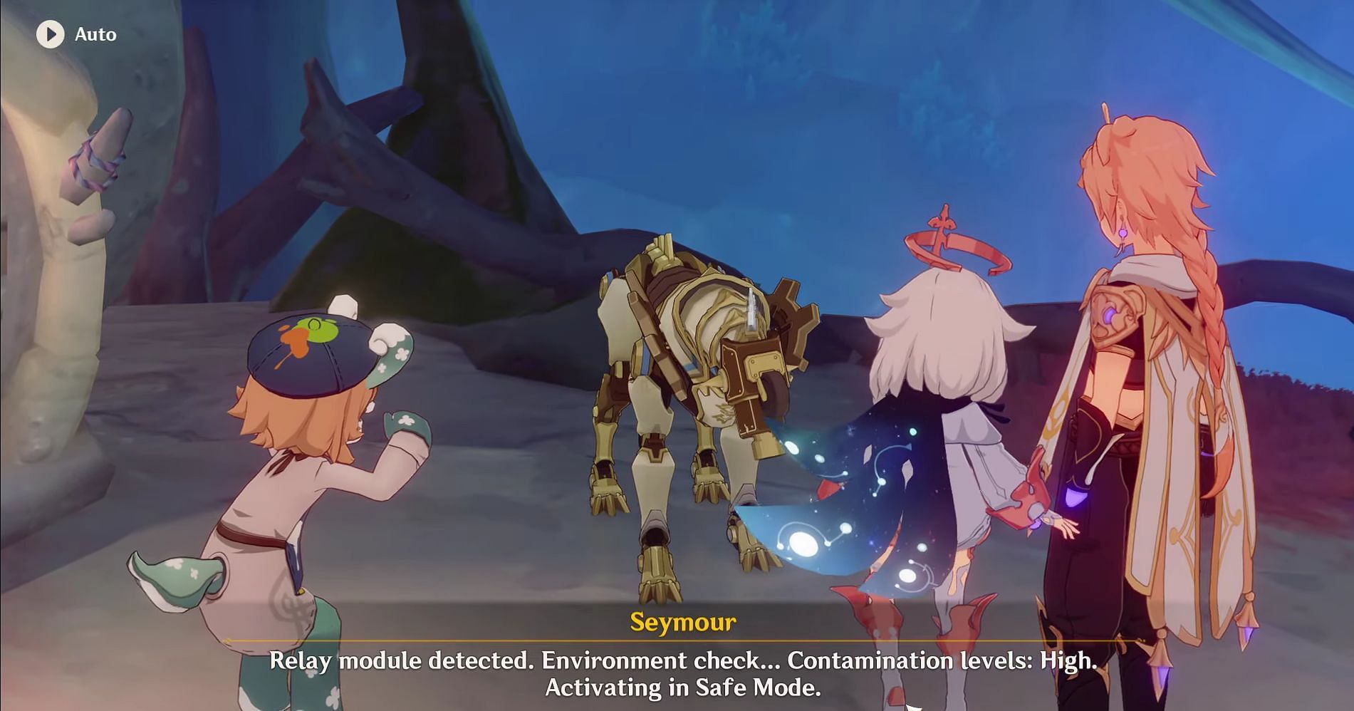 Fix Seymour using the Strange Parts (Image via HoYoverse)