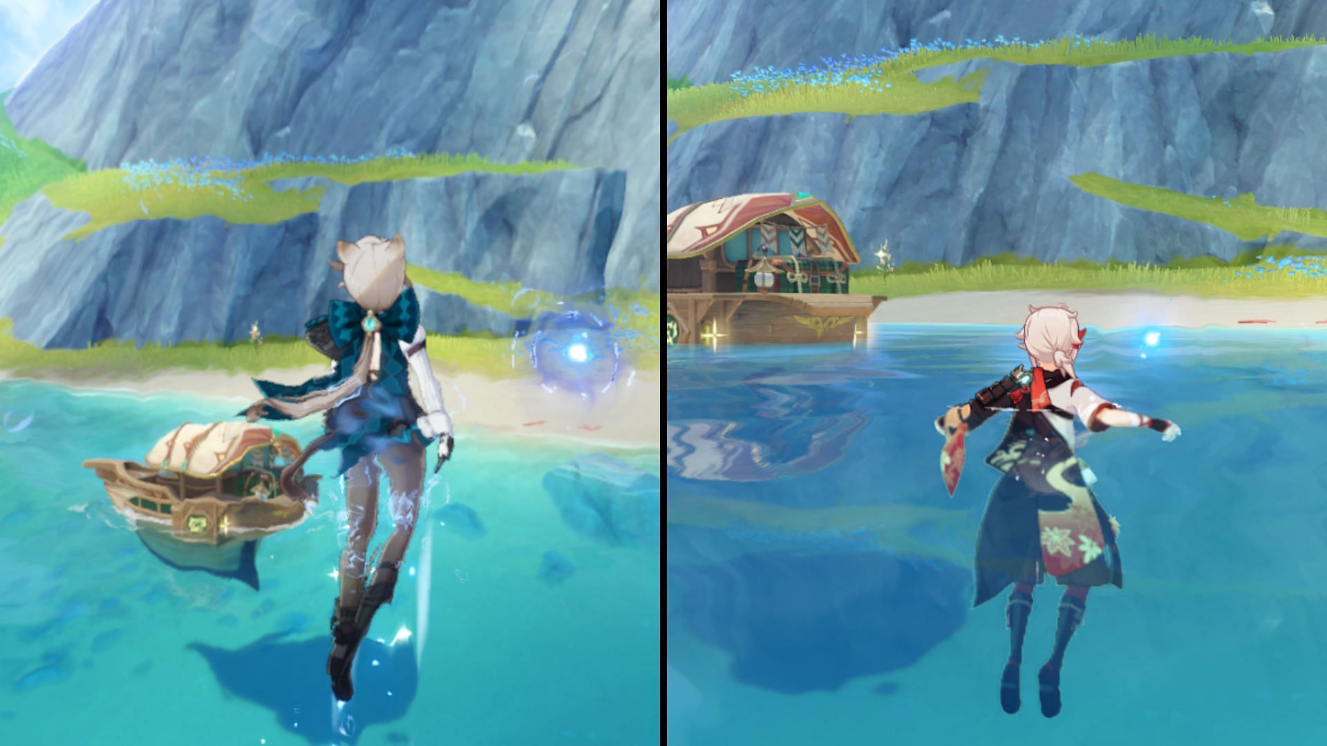 Only Fontaine characters can do the move on the left (Image via HoYoverse)