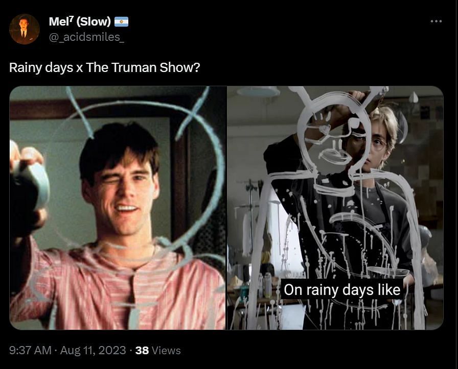 Fans compare V&#039;s Rainy Days to The Truman Show (Image via Twitter/_acidsmiles_)