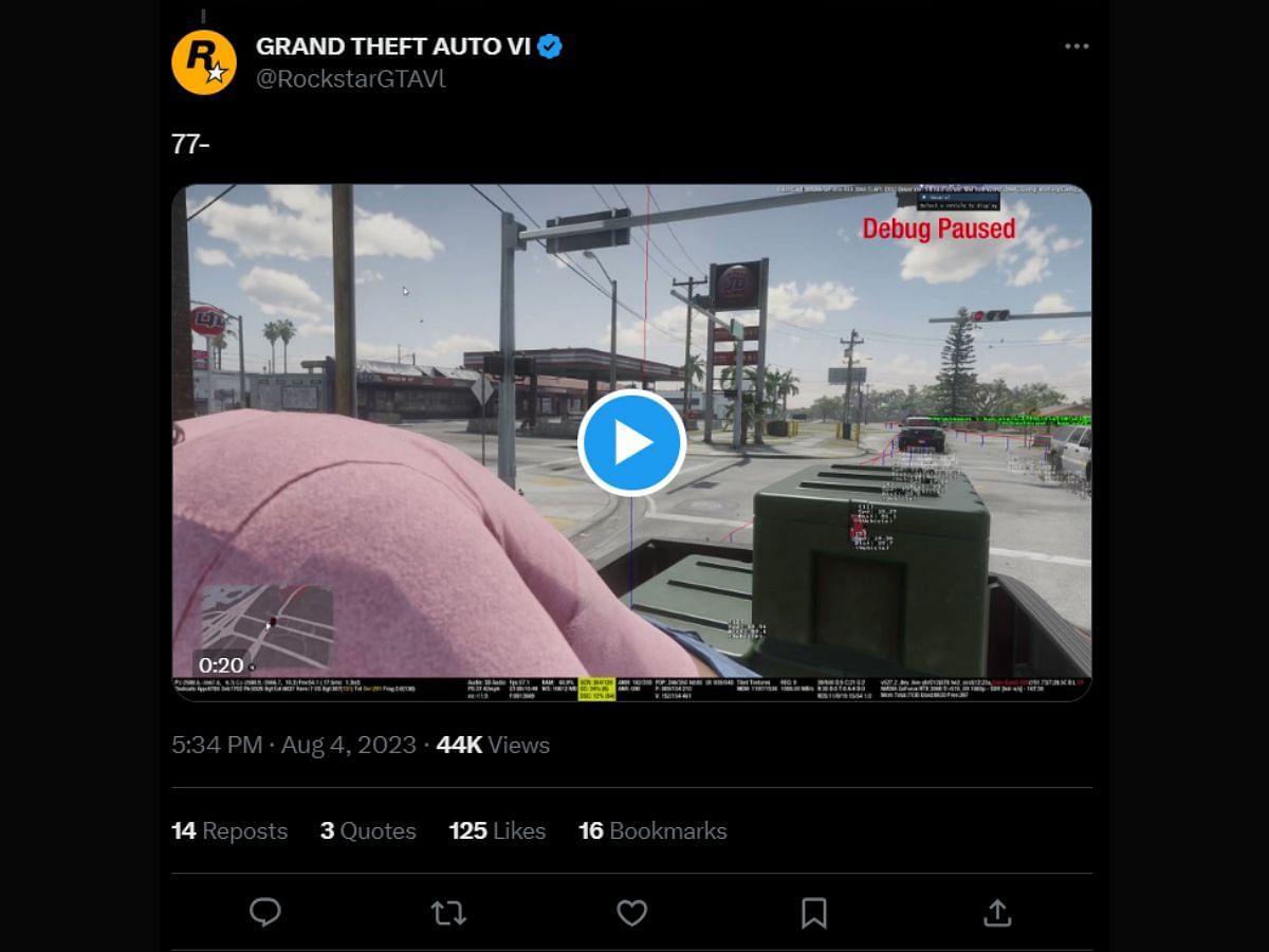 A screenshot of the leaked clip from the upcoming game (Image via X/GRAND THEFT AUTO VI)