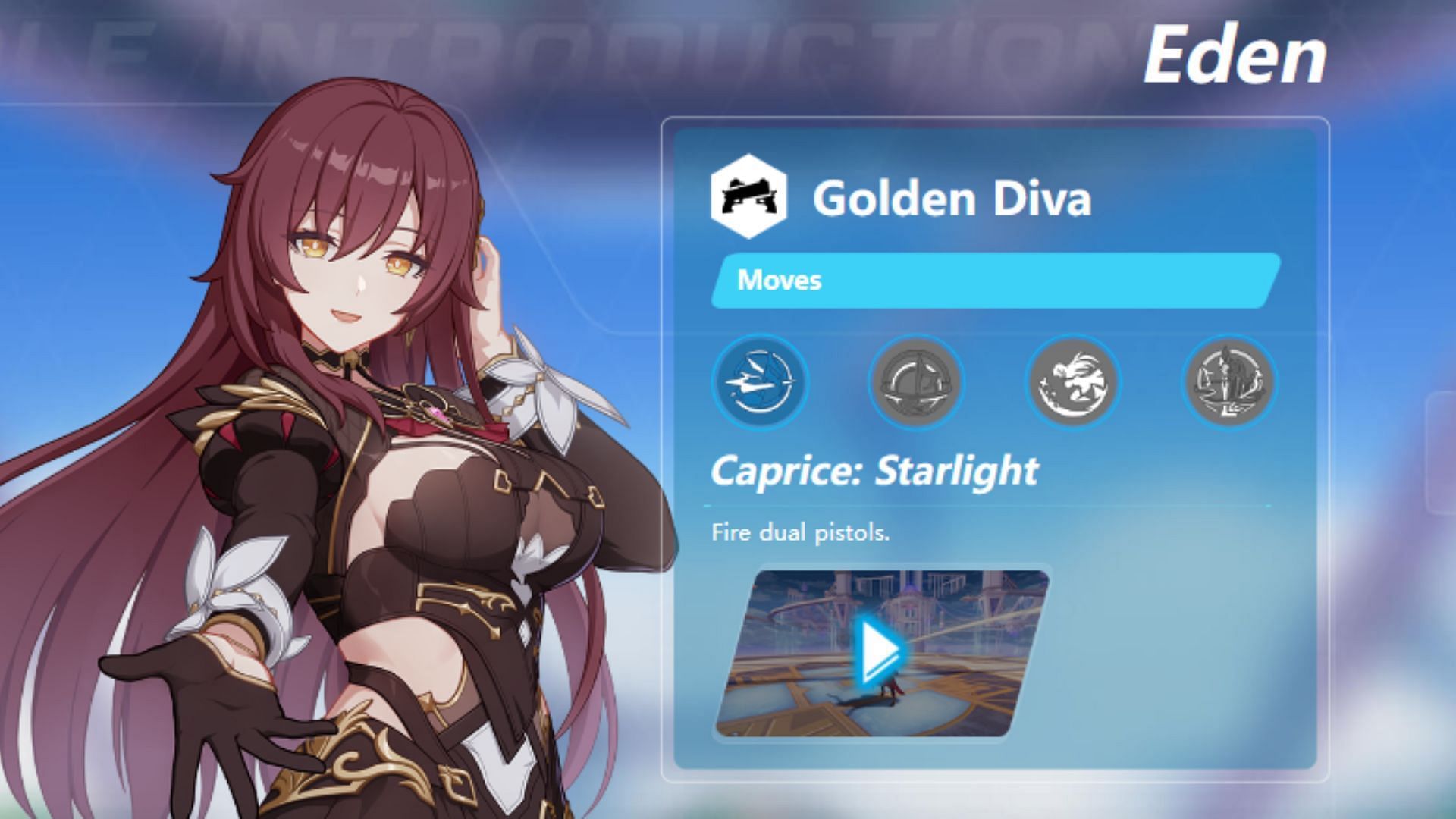 Eden with her battlesuit Golden Diva in Honkai Impact 3 (Image via miHoYo)