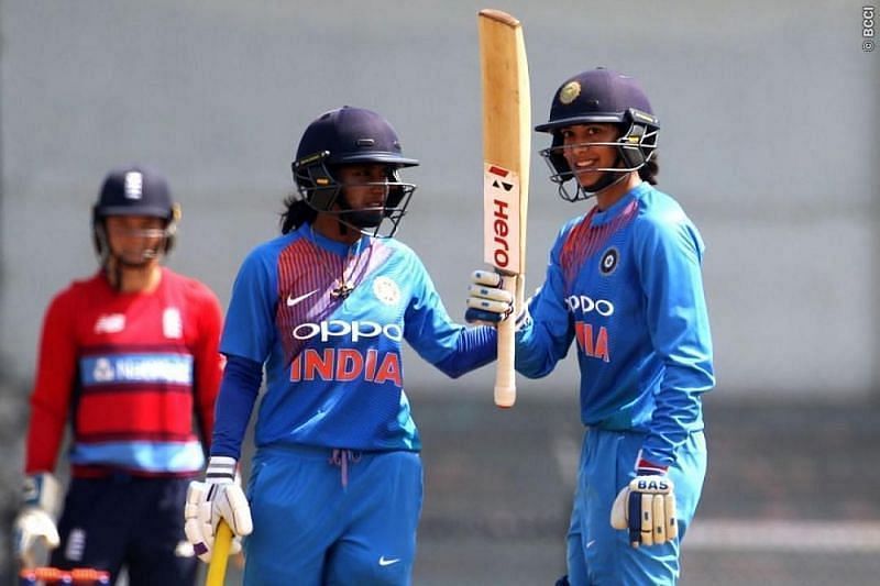 Smriti Mandhana in action against England at the Brabourne Stadium in 2018