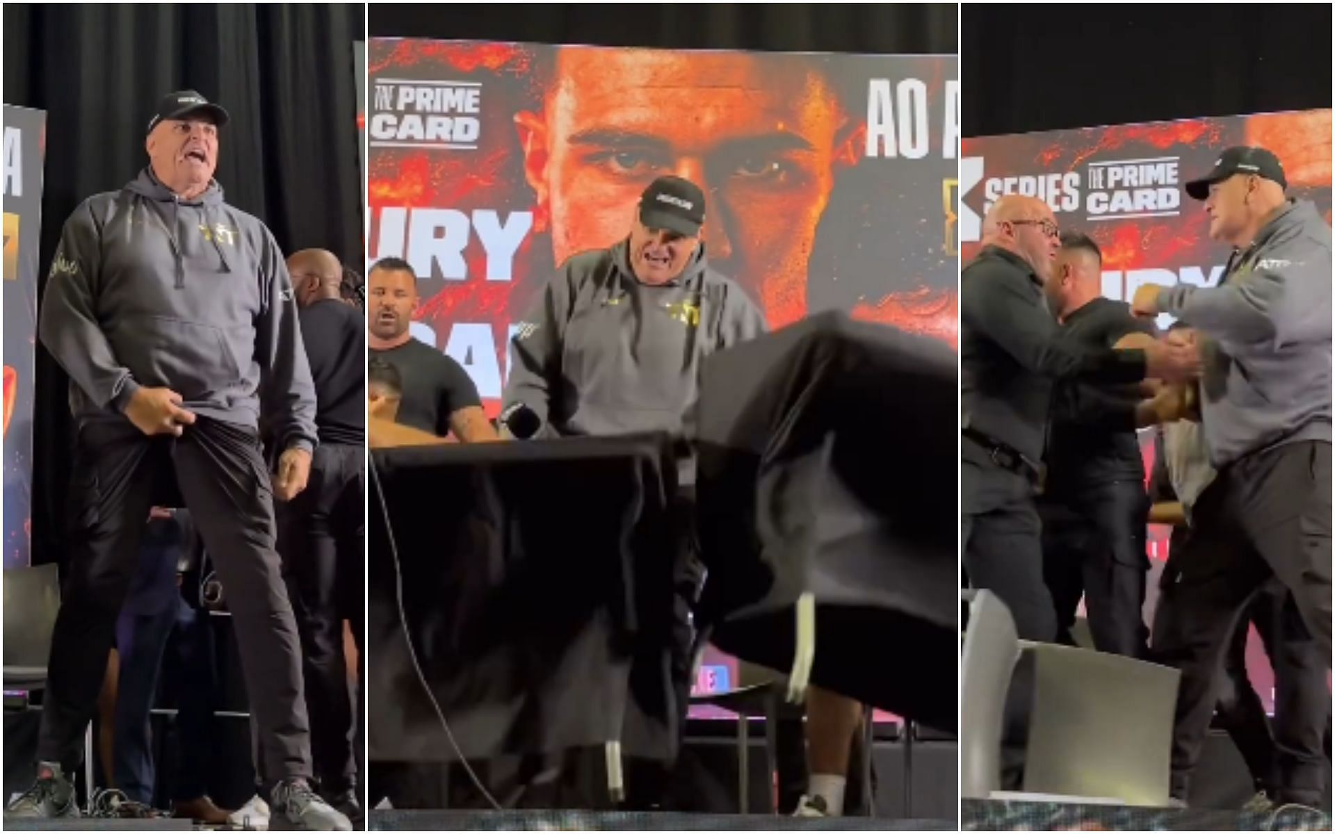 KSI vs. Tommy Fury: John Fury destroying the press-conference setup