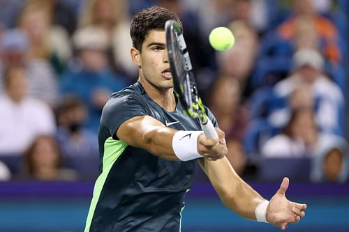 Carlos Alcaraz in action at the Western & Southern Open