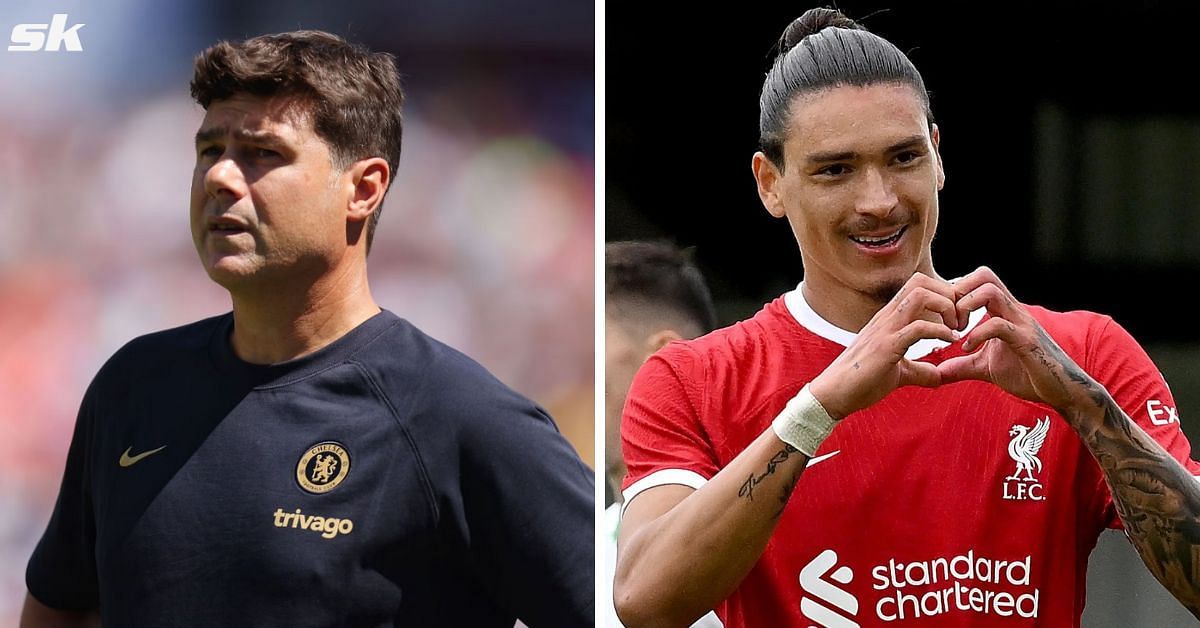 Chelsea manager Mauricio Pochettino (left) and Liverpool striker Darwin Nunez (right)