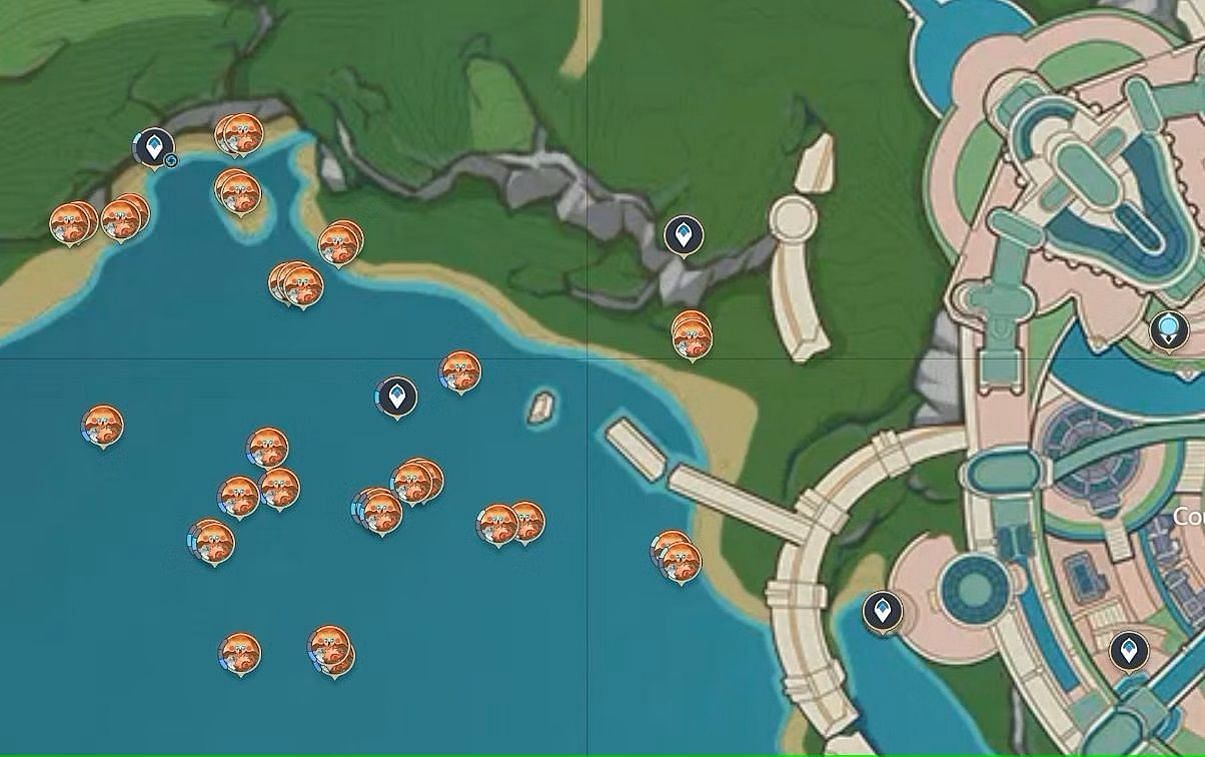 Sternshield Crab location on the western side of the Court of Fontaine (Image via HoYoverse)
