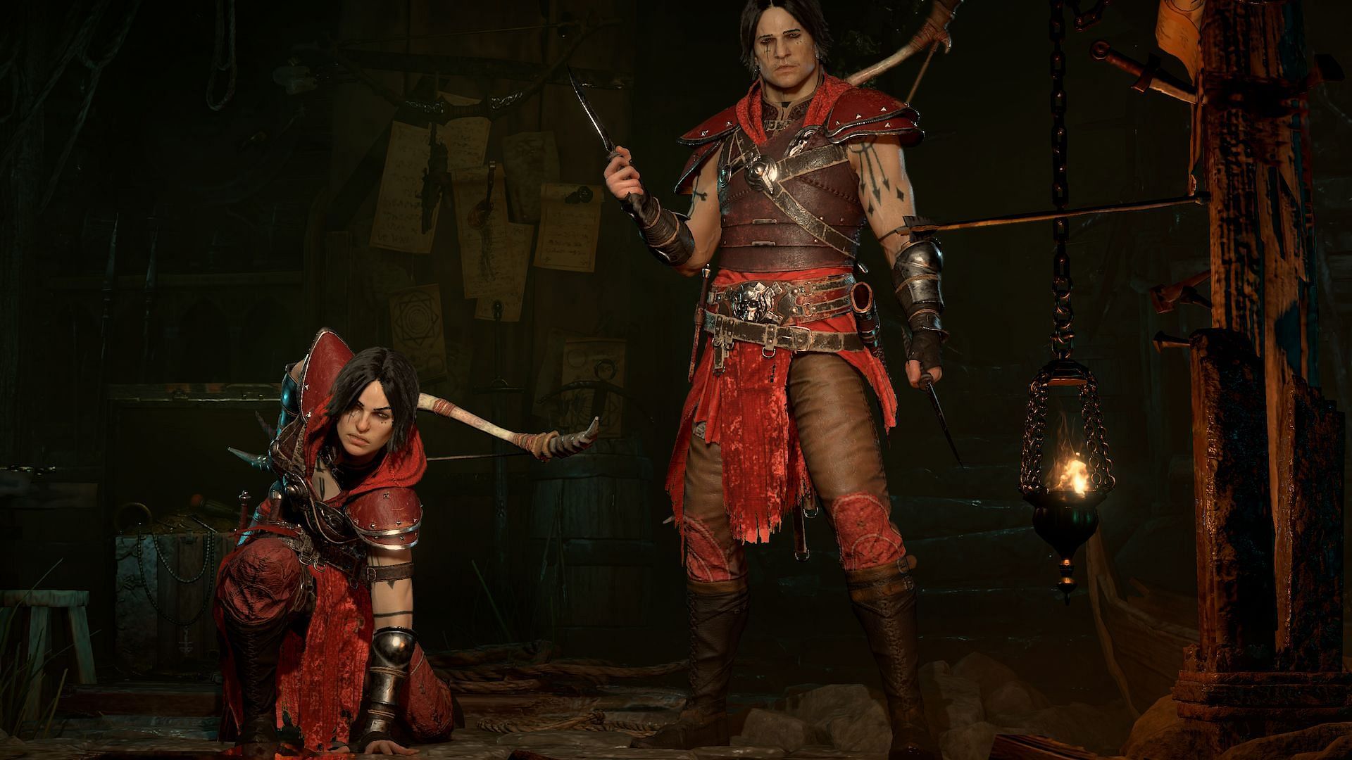 Diablo 4 female Rogue on the left and male one on the right.