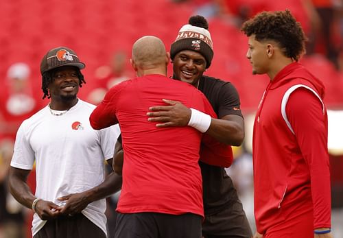 Deshaun Watson and Patrick Mahomes at Cleveland Browns v Kansas City Chiefs