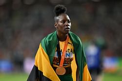 Shericka Jackson defends 200m title clocking just 0.07s behind Flo Jo's world championship record