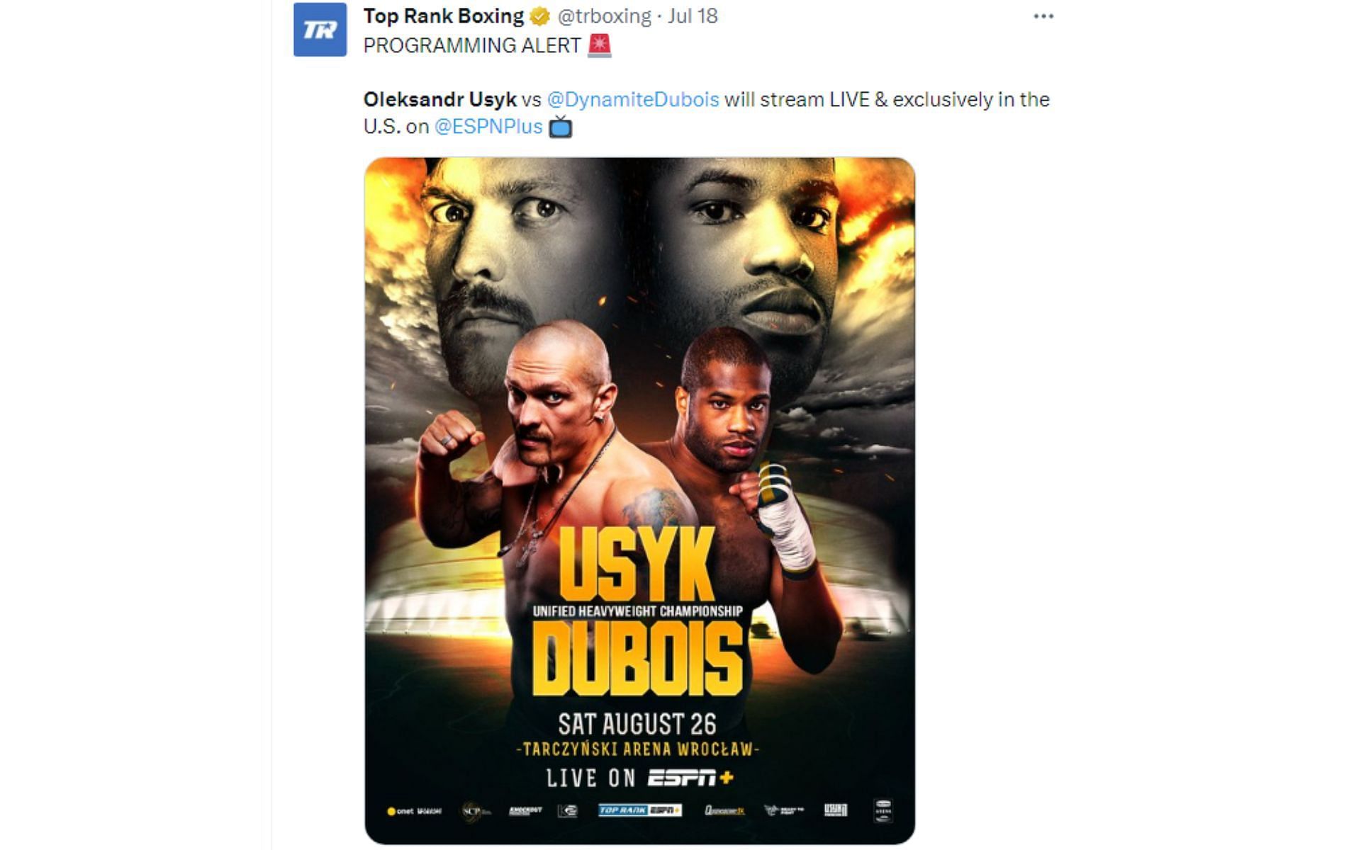 Official fight poster [Photo credit: @trboxing - Twitter]