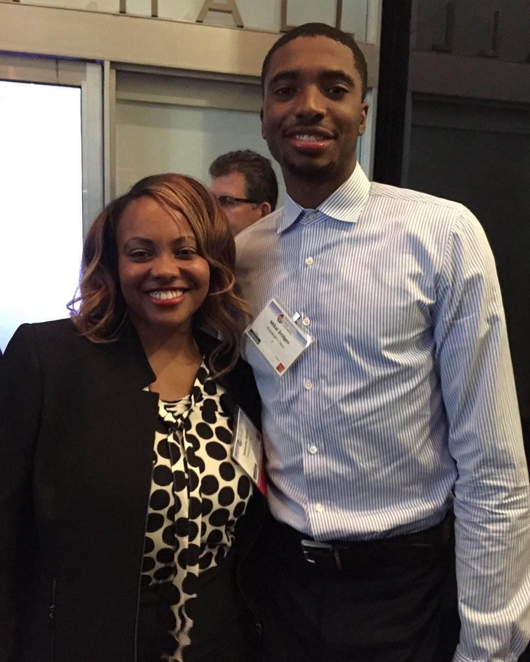 Mikal Bridges with his mother