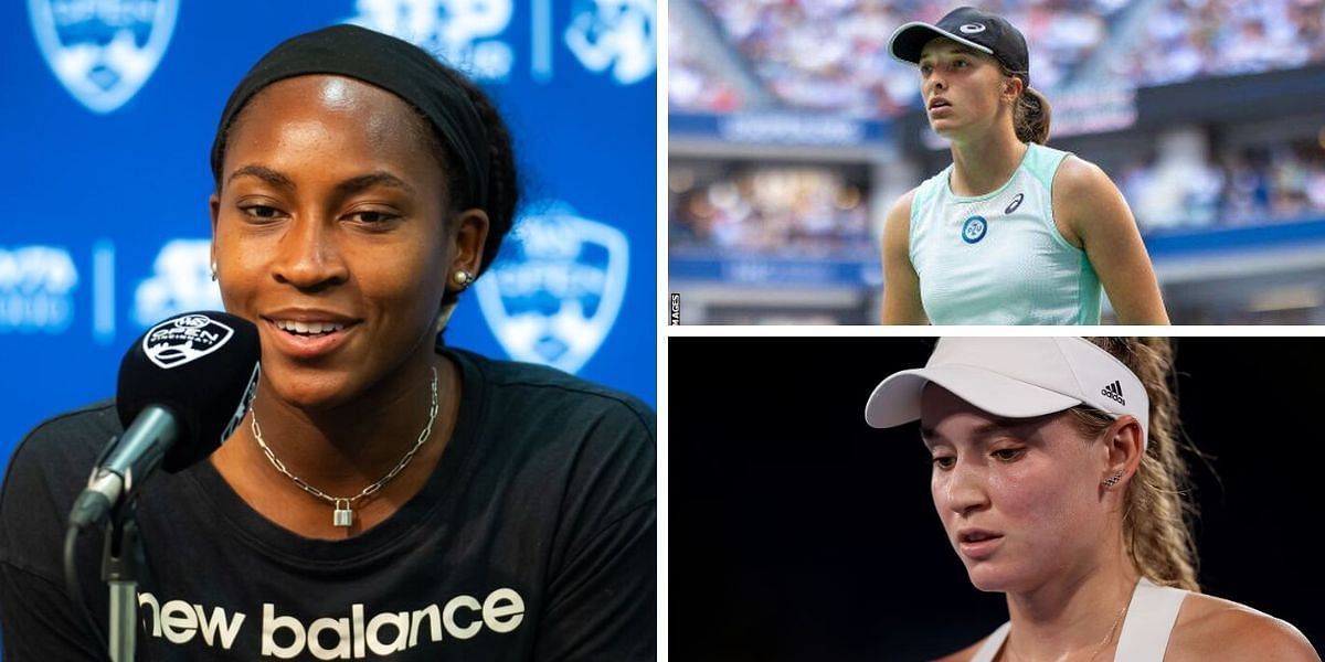 Coco Gauff (L), Iga Swiatek (R-Top) and Elena Rybakina (R-Bottom)