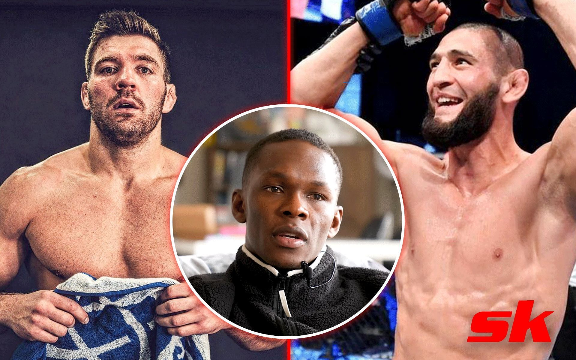 Dricus du Plessis (Left); Israel Adesanya (Middle); Khamzat Chimaev (Right) [*Image courtesy: left and right images via @dricusduplessis and @khamzat_chimaev Instagram; middle image via FREESTYLEBENDER YouTube channel]