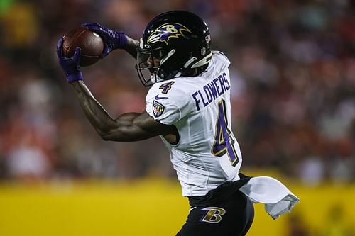 Zay Flowers during Baltimore Ravens v Washington Commanders