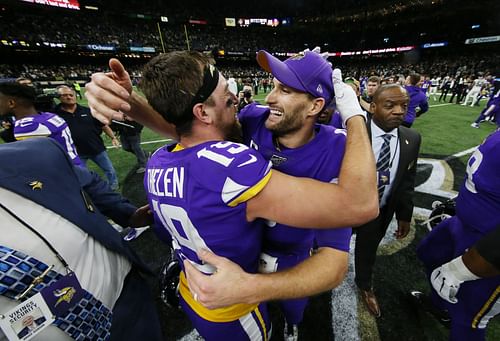 Adam Thielen and Kirk Cousins during Wild Card Round - Minnesota Vikings v New Orleans Saints