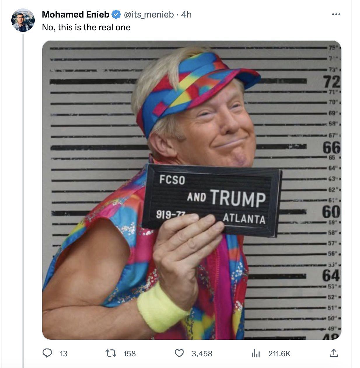 Social media users go gaga as Trump&#039;s mugshot merchandise makes way on social media following his arrest. (Image via Twitter)