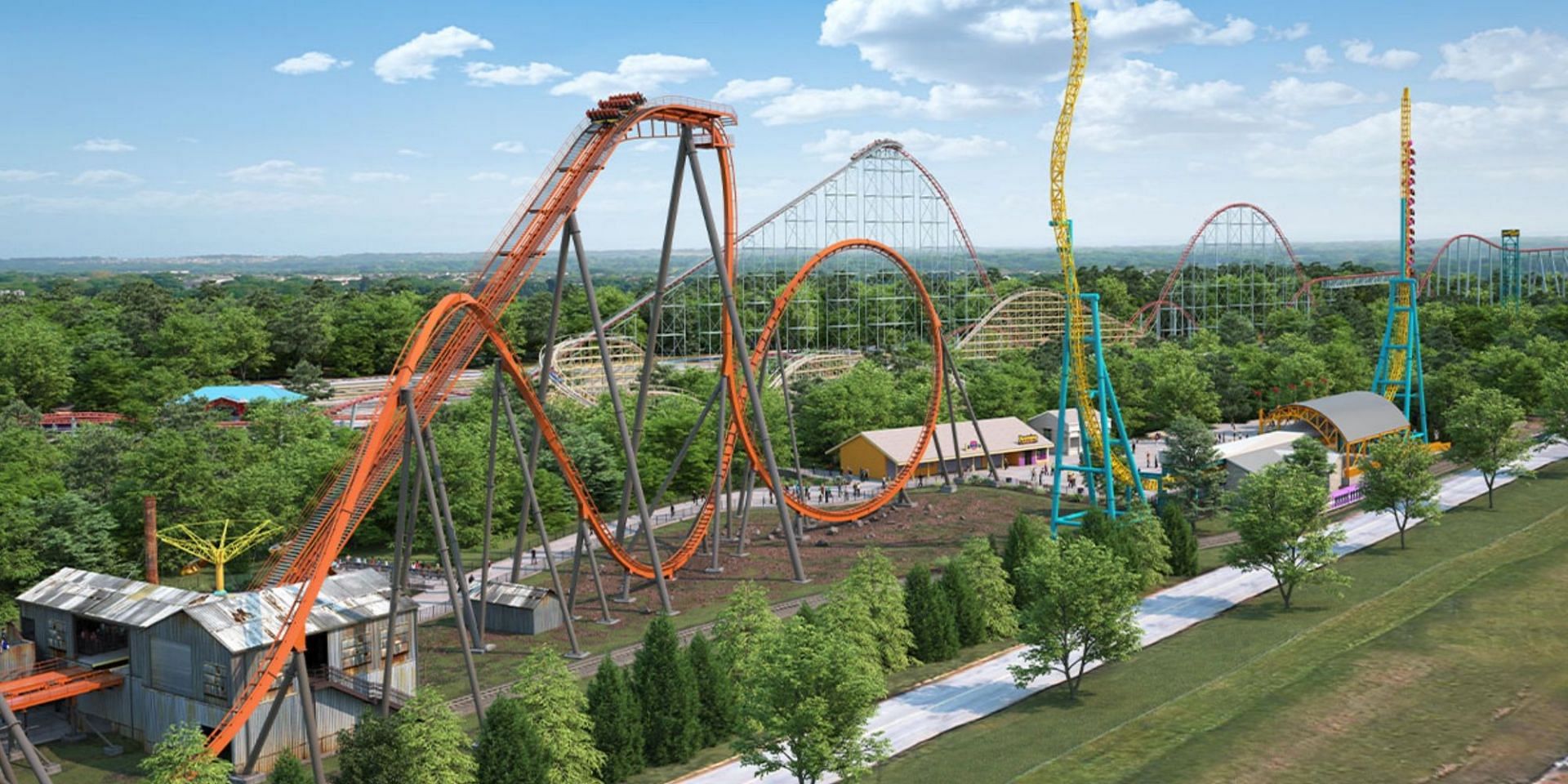 The span of the Iron Menace rollercoaster. (Image via dorneypark.com)