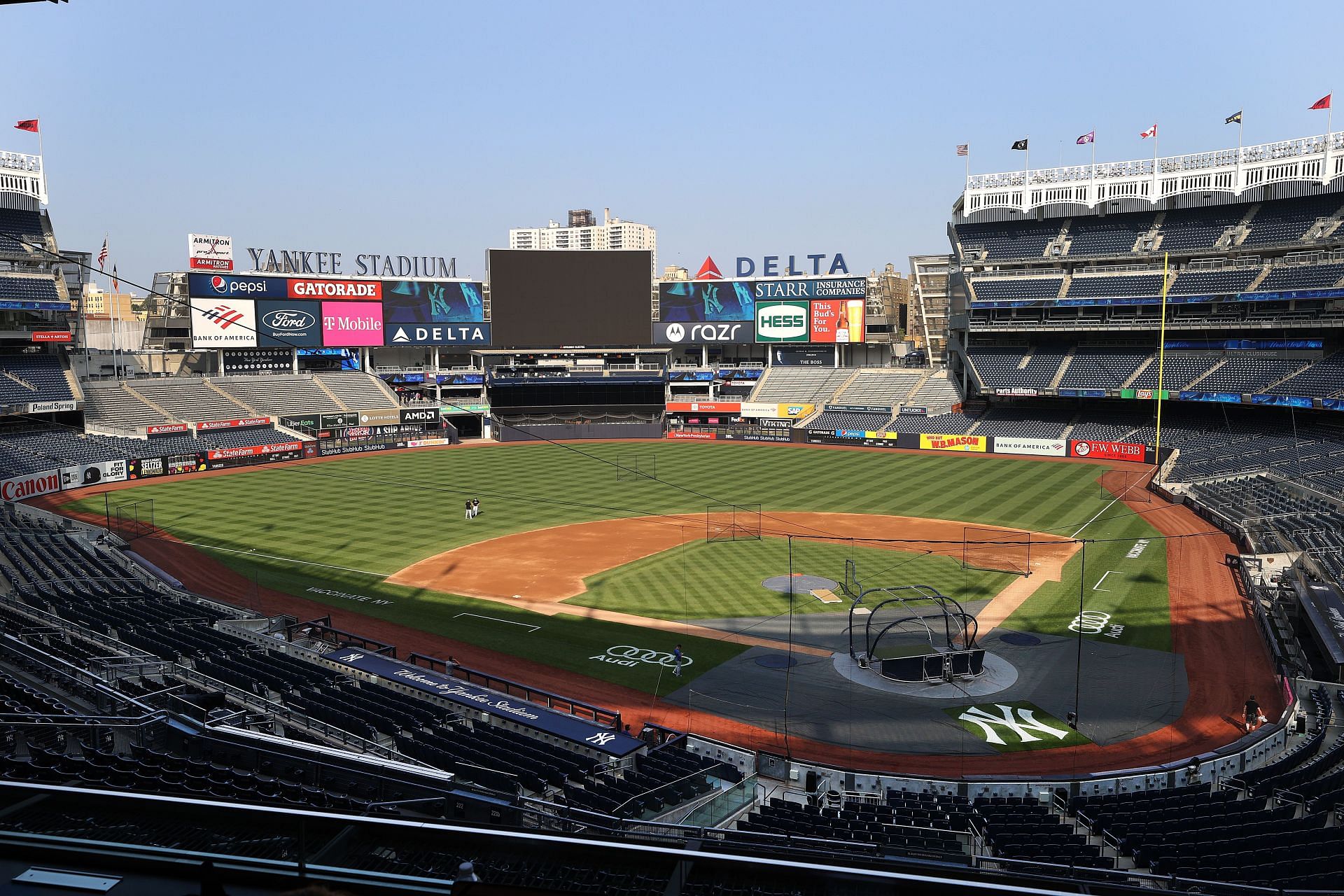 A view of Yankee Stadium after a game against the Toronto Blue Jays was cancelled on May 26, 2021