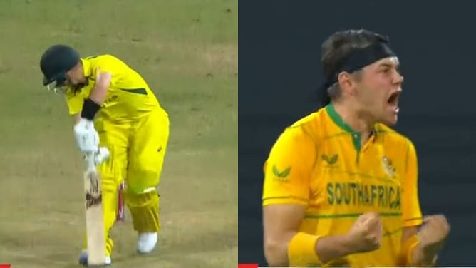 Gerald Coetzee's stunning dipping yorker fools and clean bowls Josh Inglis in 1st SA vs AUS T20I