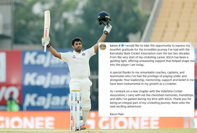 "Now onto the next exciting adventure" - Karun Nair bids farewell to Karnataka and moves to Vidarbha ahead of upcoming domestic season