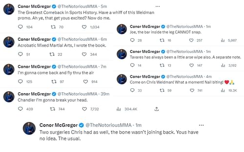 Conor McGregor went on a Twitter spree during UFC 292