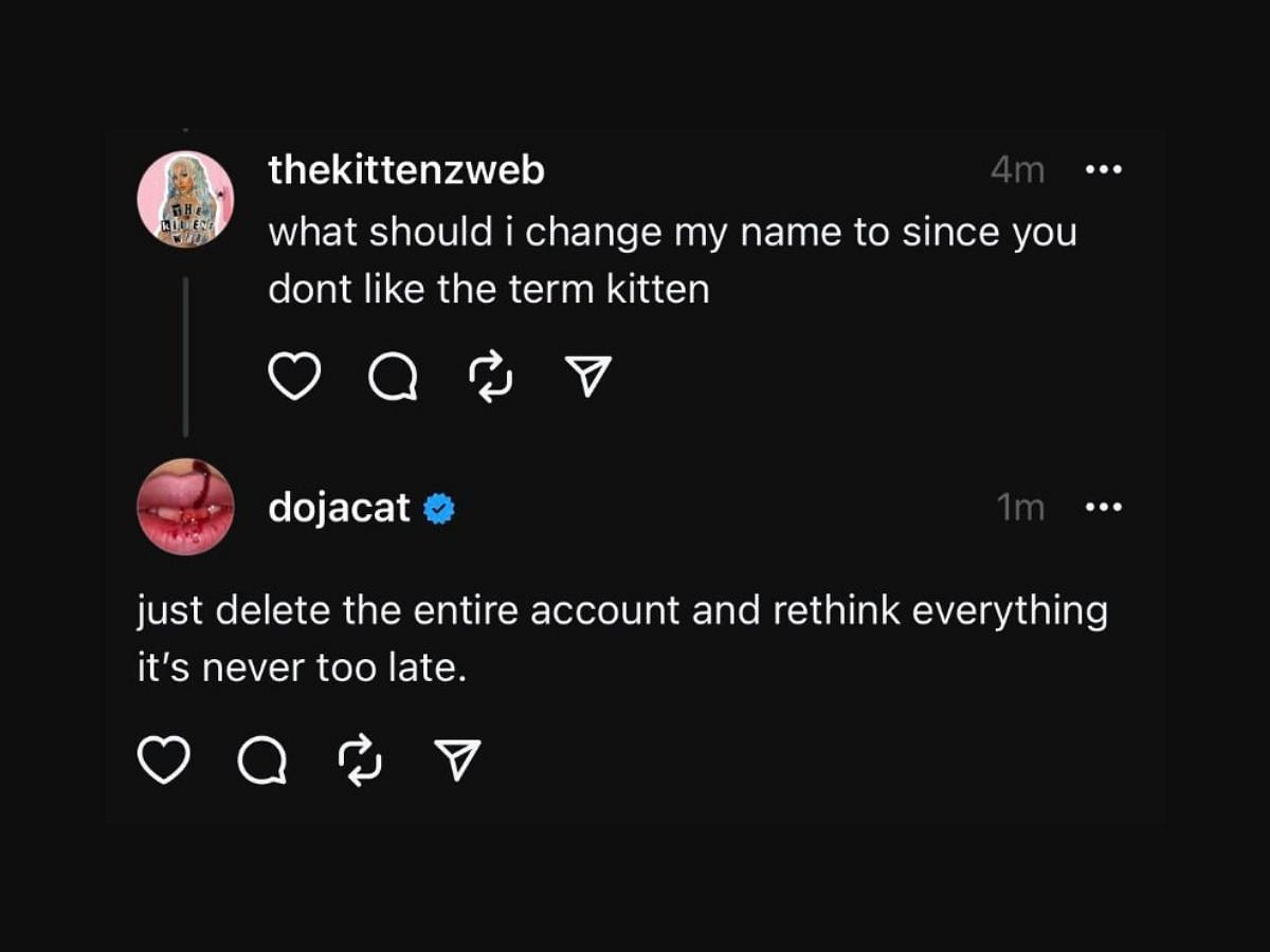 Doja Cat tweeted in response to her fan (Image via Twitter/ @nekotishka)