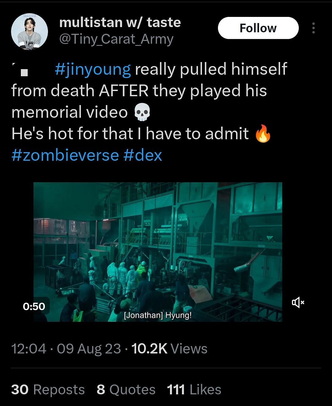 Tiny_Carat_Army&#039;s post about Zombieverse (Image via Twitter)