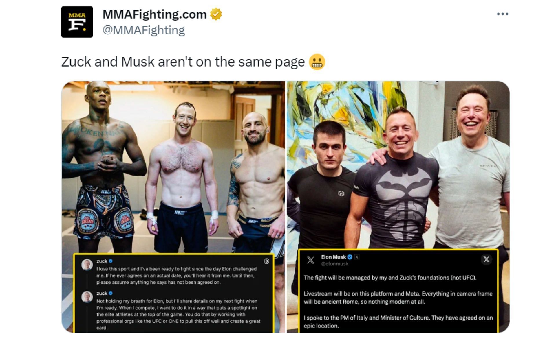 Mark Zuckerberg and Elon Musk disagree on UFC involvement