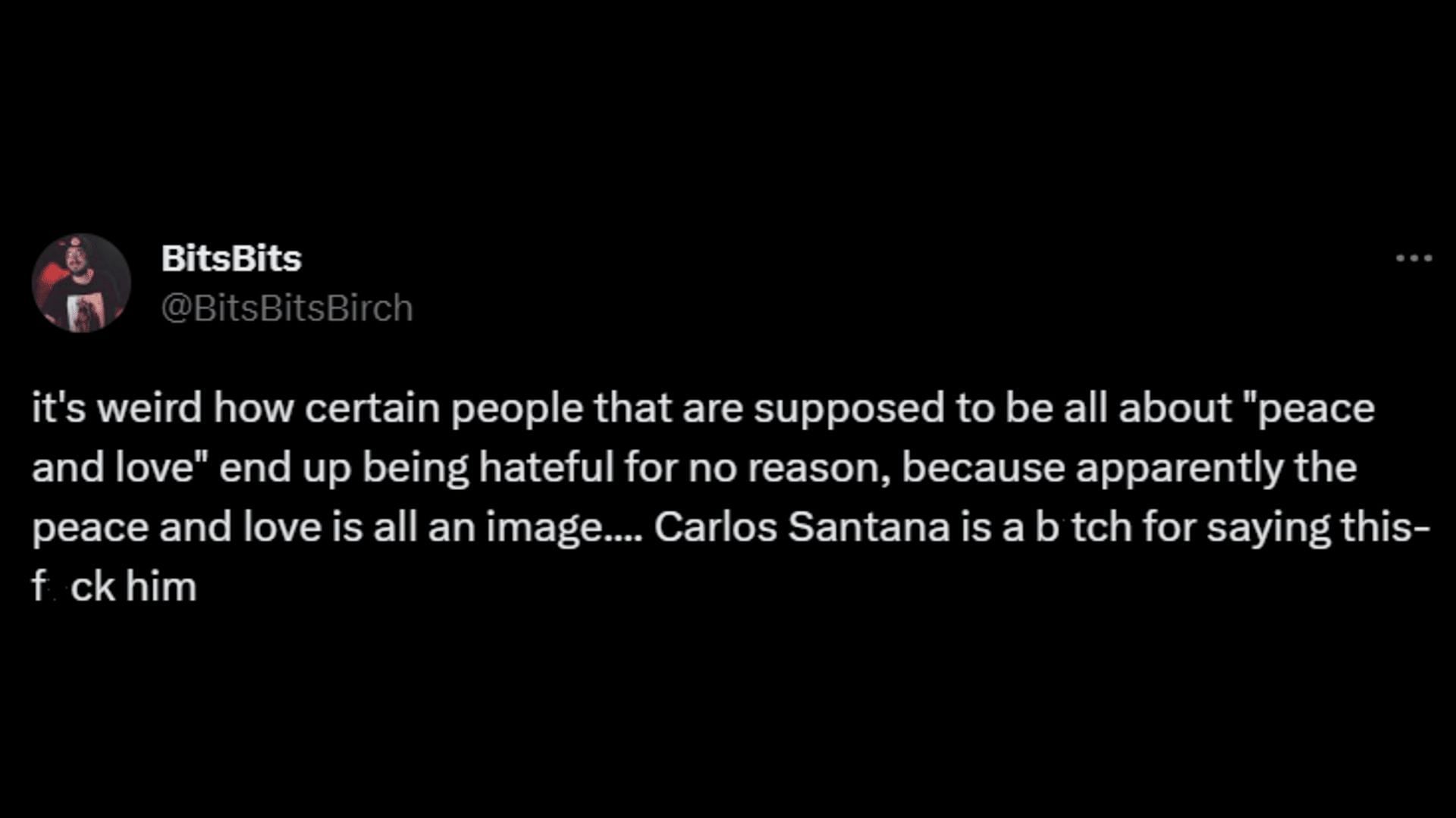 A netizen calls Carlos Santana unnecessarily hateful. (Image via X/BitsBits)