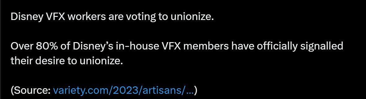 DF&#039;s post about VFX workers (Image via X)