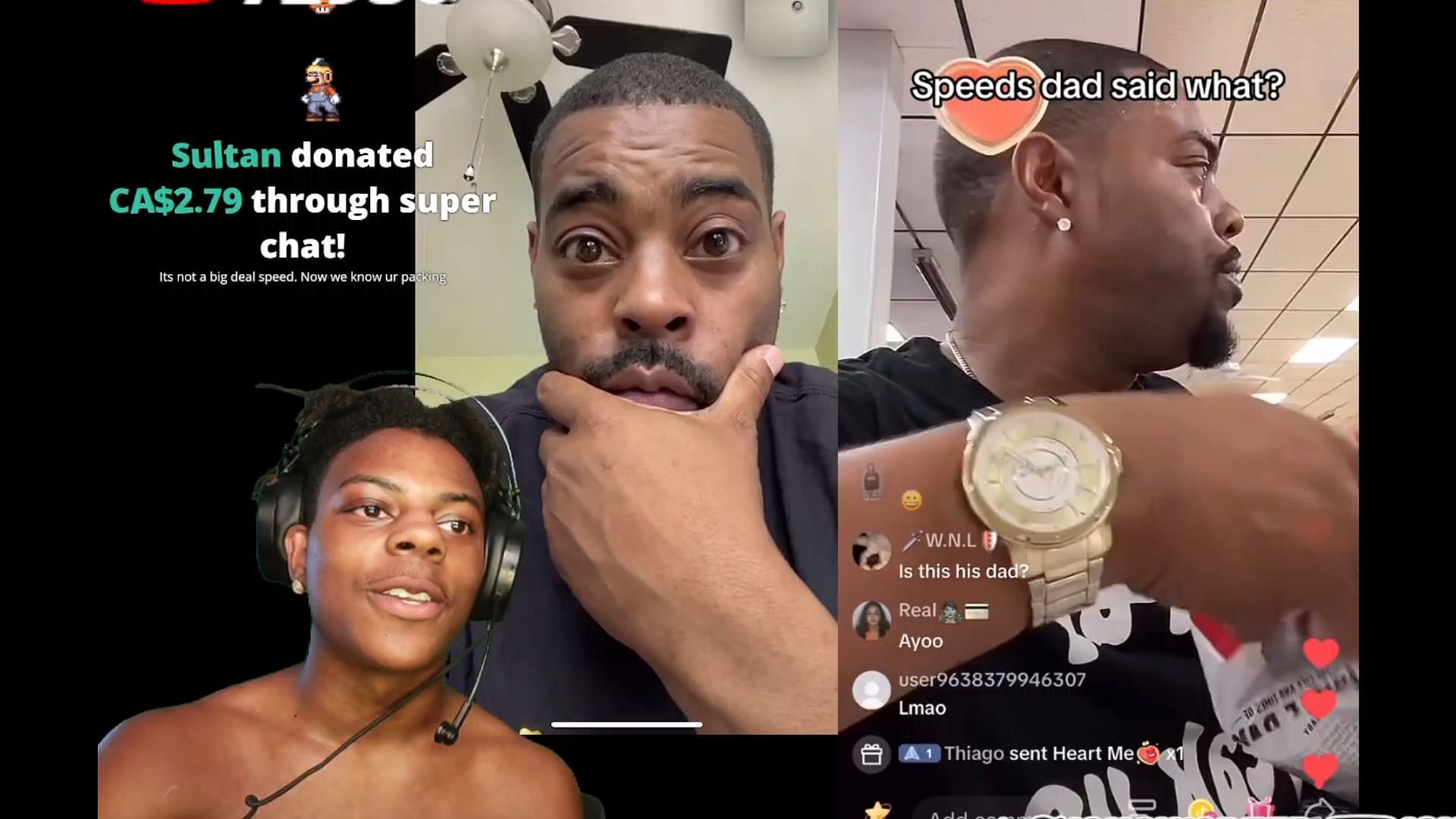 IShowSpeed confronts father for singing about his wardrobe malfunction on TikTok (Image viaI IShowSpeed/YouTube)