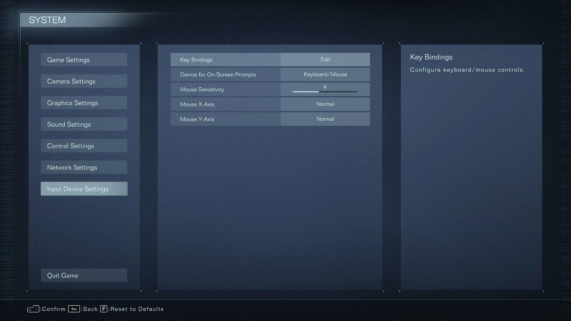 Input Device Settings for Armored Core 6 (Image via Sportskeeda)