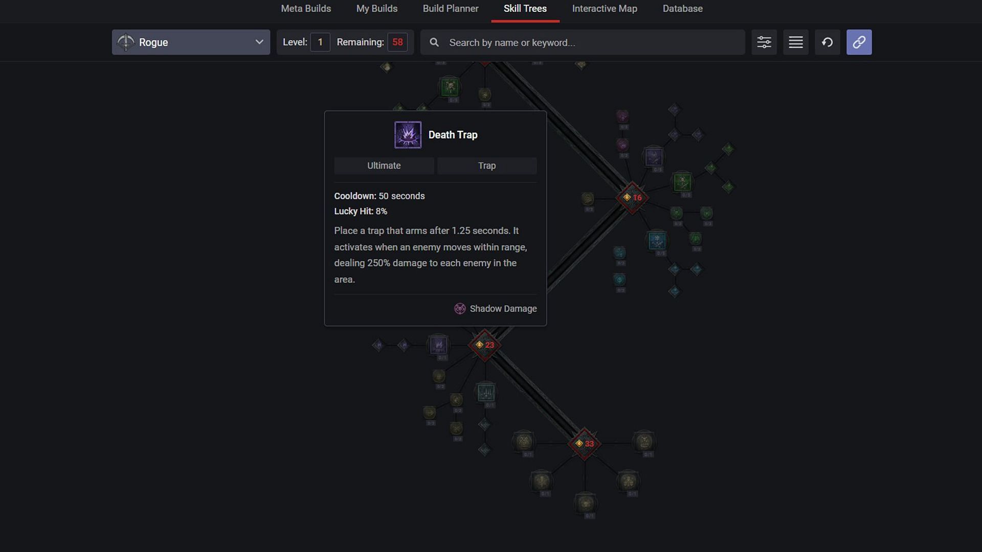 Death Trap skill for Death Trap Rogue build in Diablo 4 (Image via d4builds.gg)