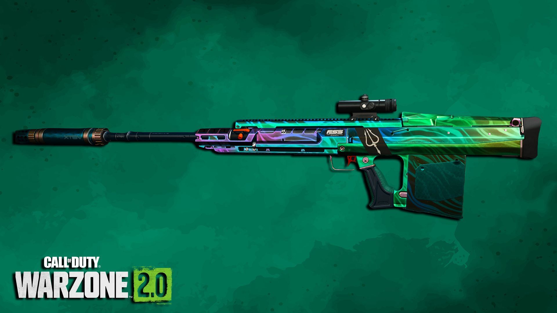 Signal 50 Sniper Rifle with a green background and a Warzone 2 logo at the bottom left corner.