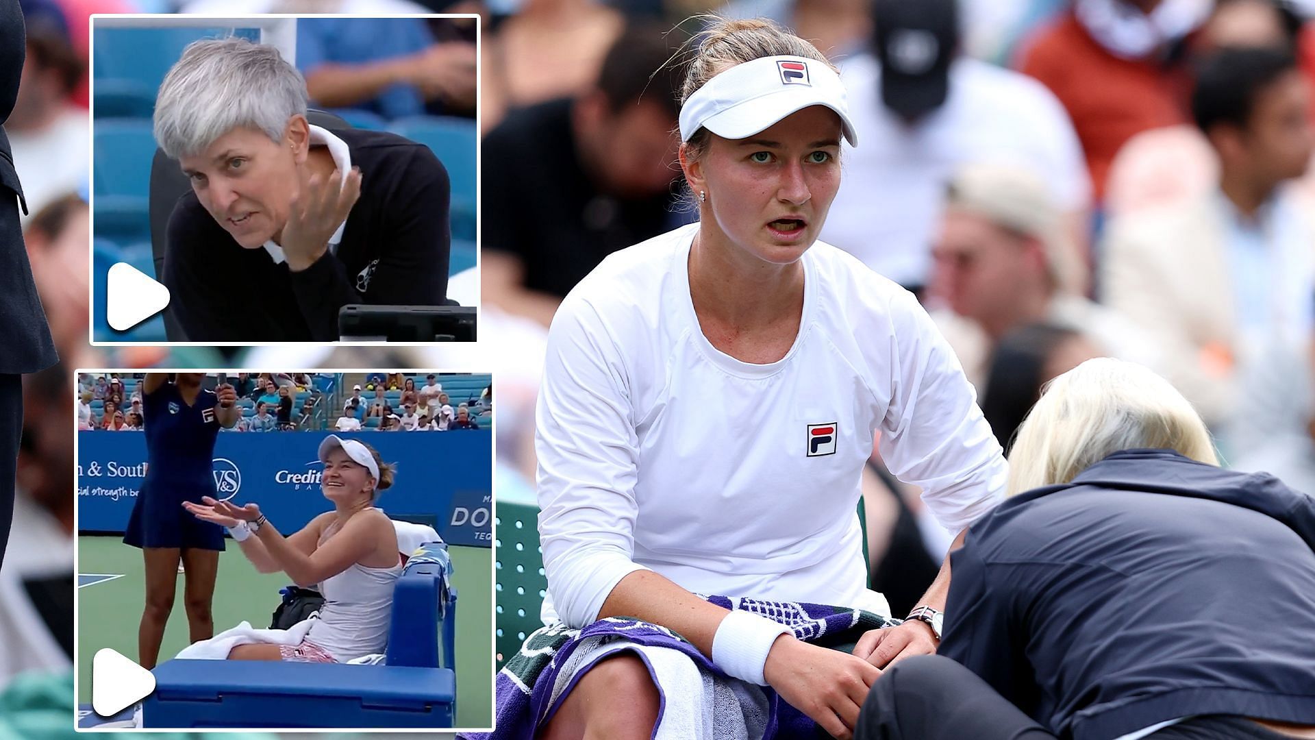 Barbora Krejcikova argues with chair umpire at Cincinnati Open