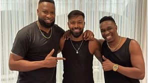 "Can you imagine 3 of us playing for the same team" - Dwayne Bravo shares pictures of meet-up with Hardik Pandya and Kieron Pollard