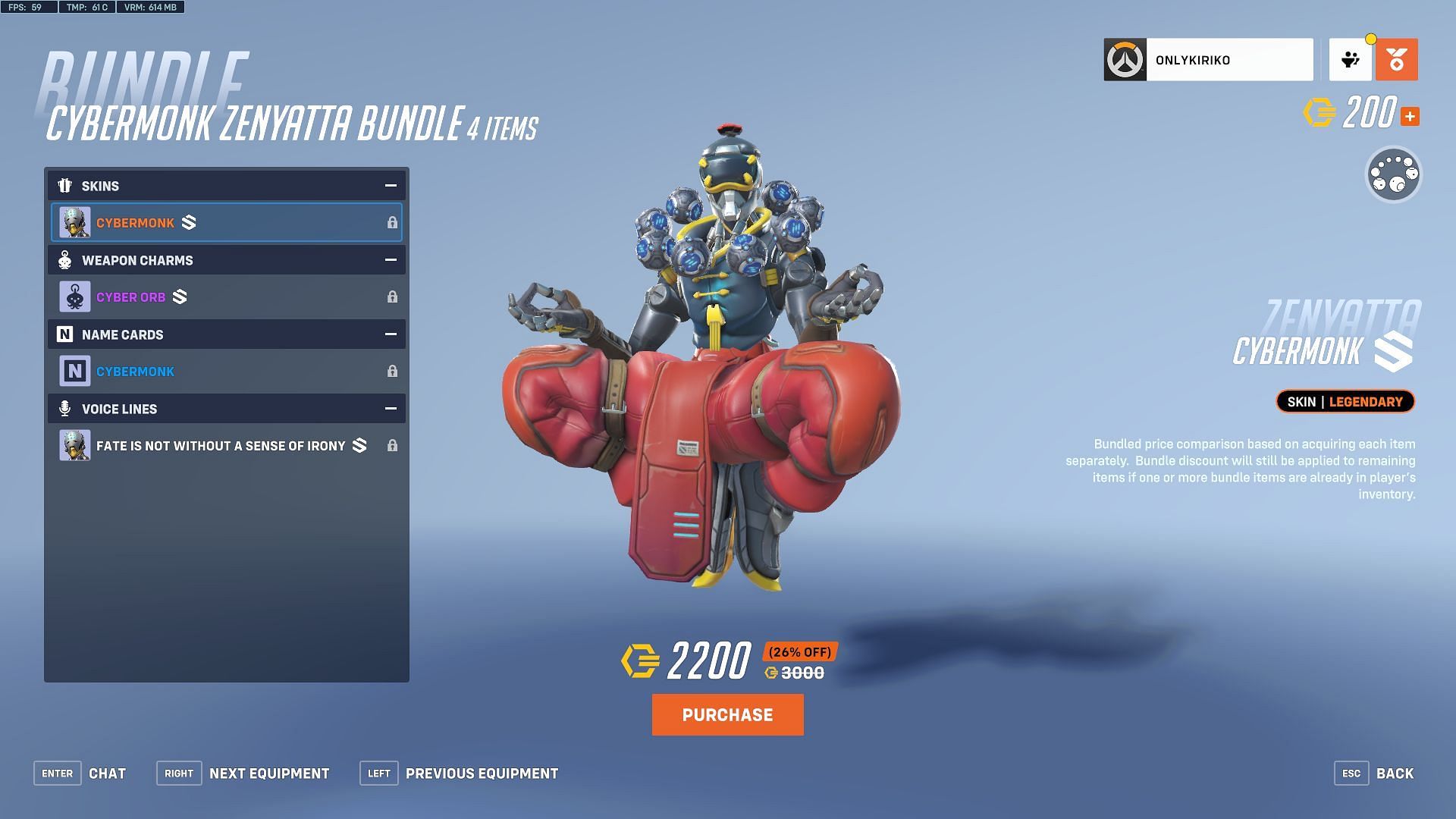 Cybermonk Zenyatta bundle (Image via Blizzard Entertainment)