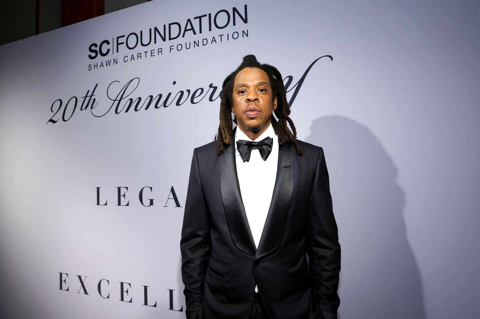 Jay-Z attends the Shawn Carter Foundation 20th Anniversary Black Tie Gala at Pier 60  in New York City on July 14, 2023 (Image via Getty Images)