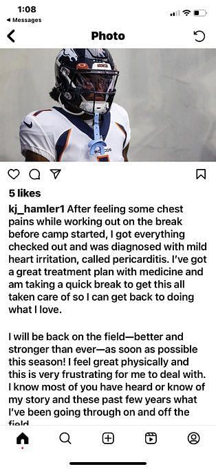 Tim Patrick Achilles injury, KJ Hamler illness set Broncos back