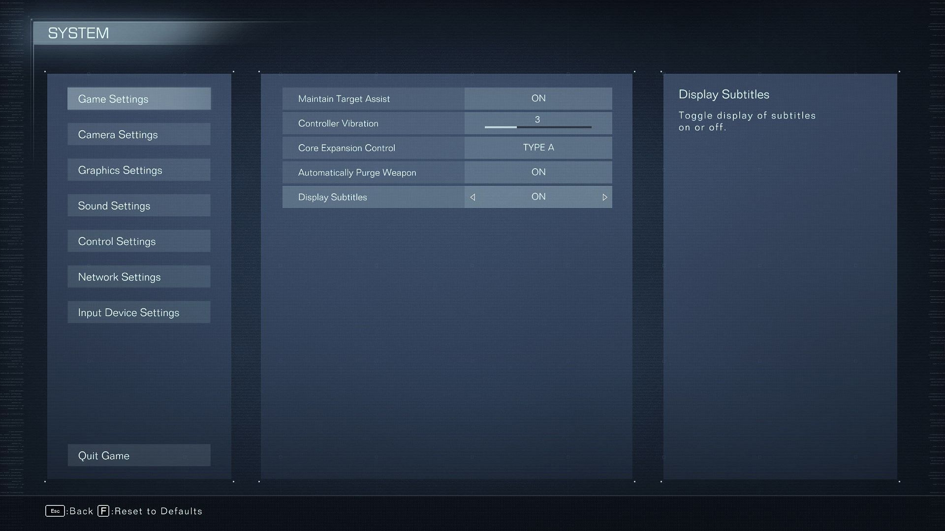Game settings for Armored Core 6 (Image via Sportskeeda)