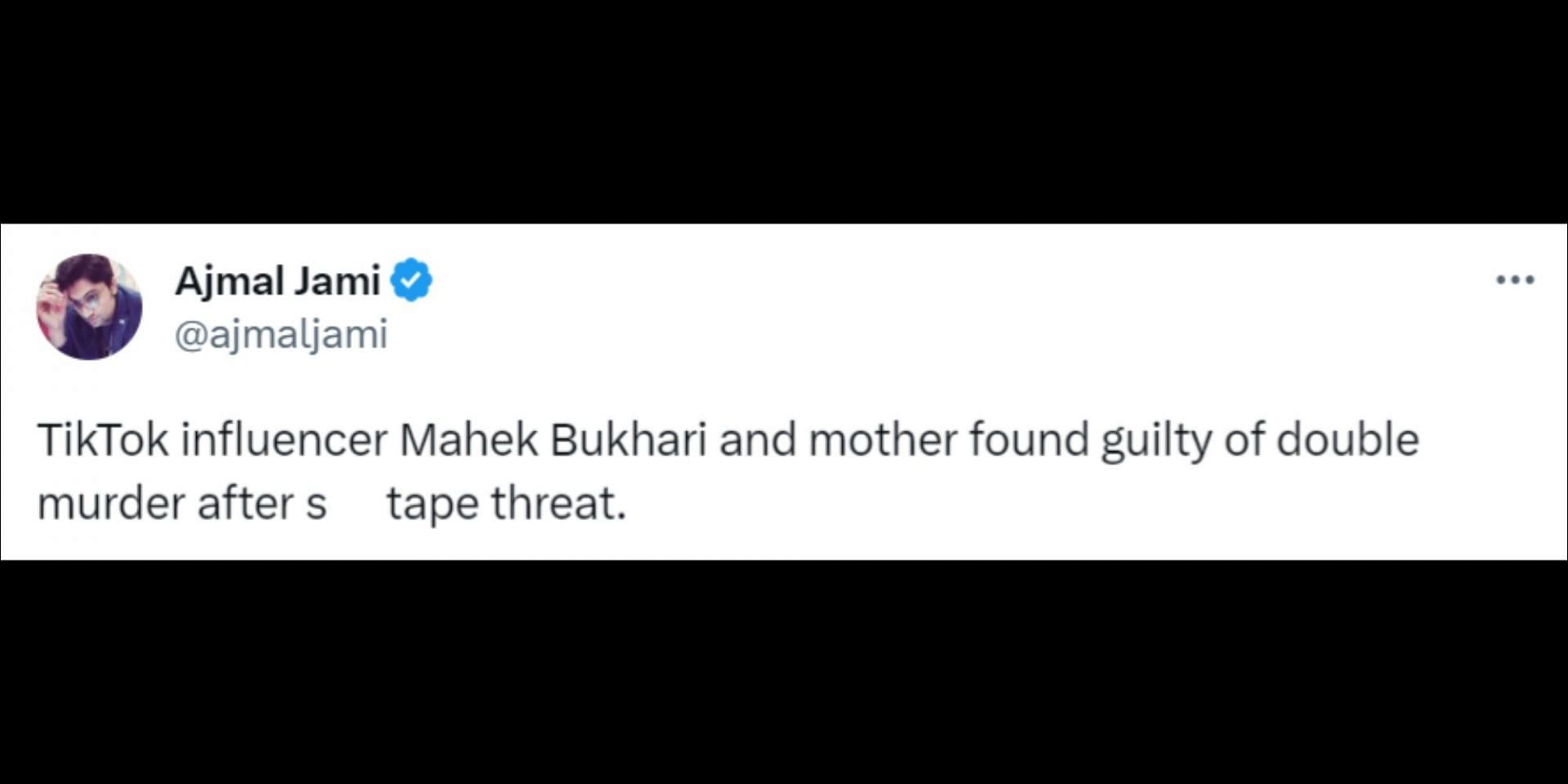 Mahek Bukhari and her mother Ansreen Bukhari have been convicted of murder. (Image via Twitter/@ajmaljami)