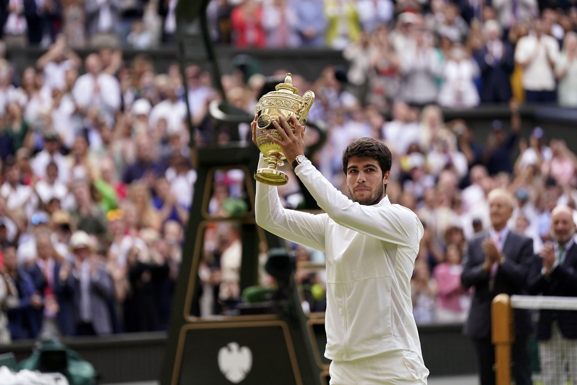 Carlos Alcaraz pictured at the 2023 Wimbledon Championships