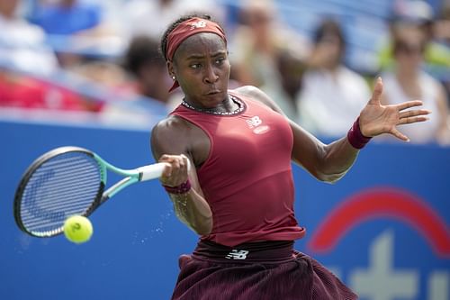 Coco Gauff in action at the Citi Open